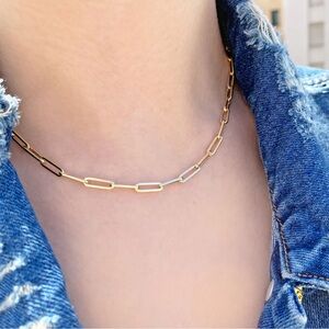 Baby Gold 14K Gold Paper Clip Chain Necklace